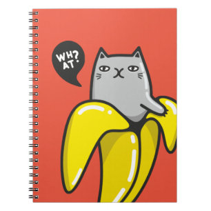 Cat in banana notebook