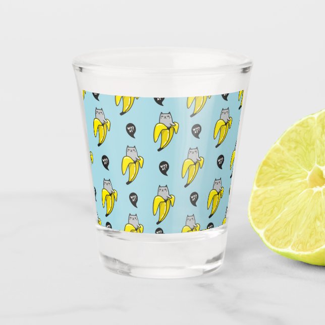 Cat in banana shot glass (Front)