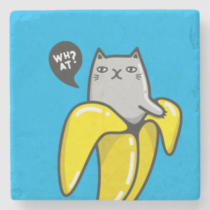 Cat in banana stone coaster