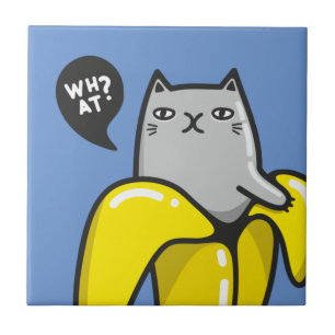 Cat in banana tile