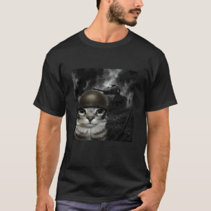 Cat in Battlefield Gen Z Gen Alpha Silly Cat Meme T-Shirt