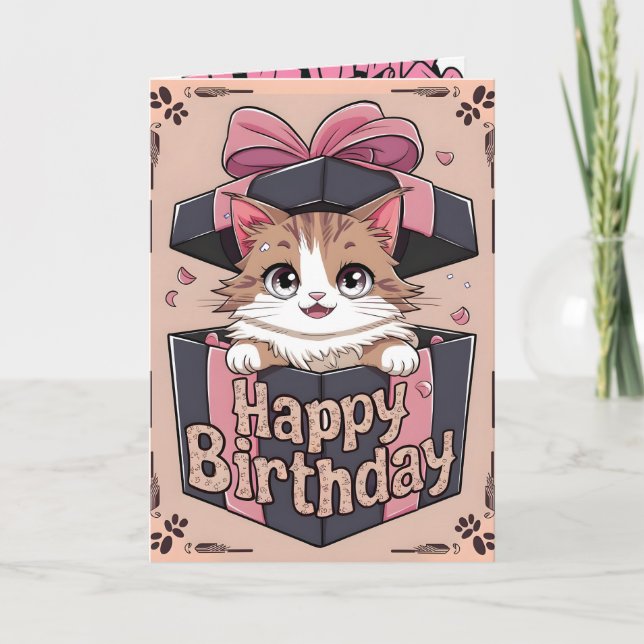 Cat in box thank you card (Front)