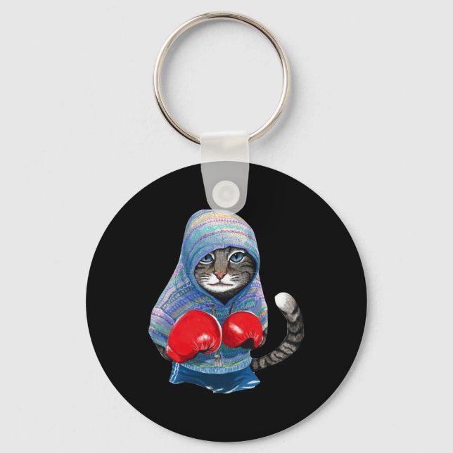 Cat In Boxing Suit  Keychain (Front)