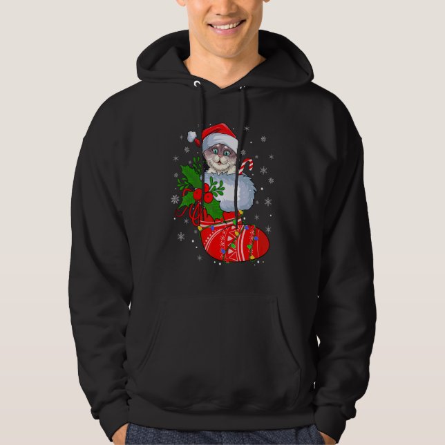 Cat In Christmas Socks   Santa Cat Xmas Hoodie (Front)