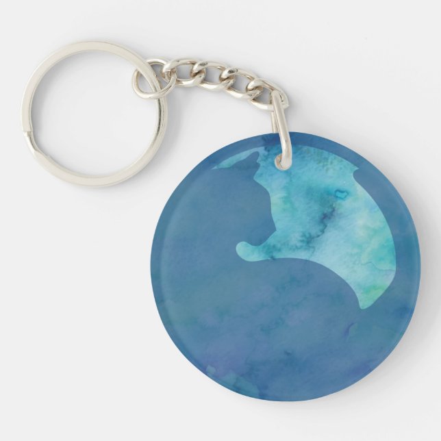 Cat in Circle - Blue Keychain (Front)