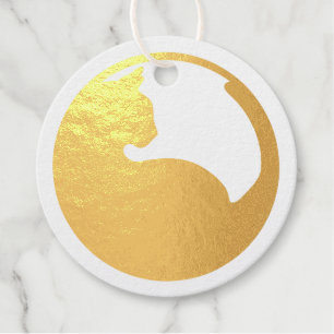 Cat in Circle Foil Favour Tags