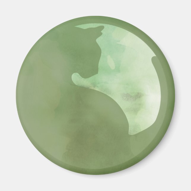 Cat in Circle - Green Magnet (Front)