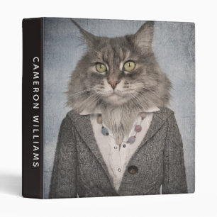 Cat In Clothes   Add Your Name Binder