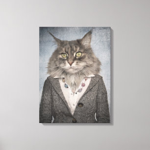 Cat In Clothes Canvas Print