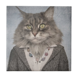 Cat In Clothes Tile