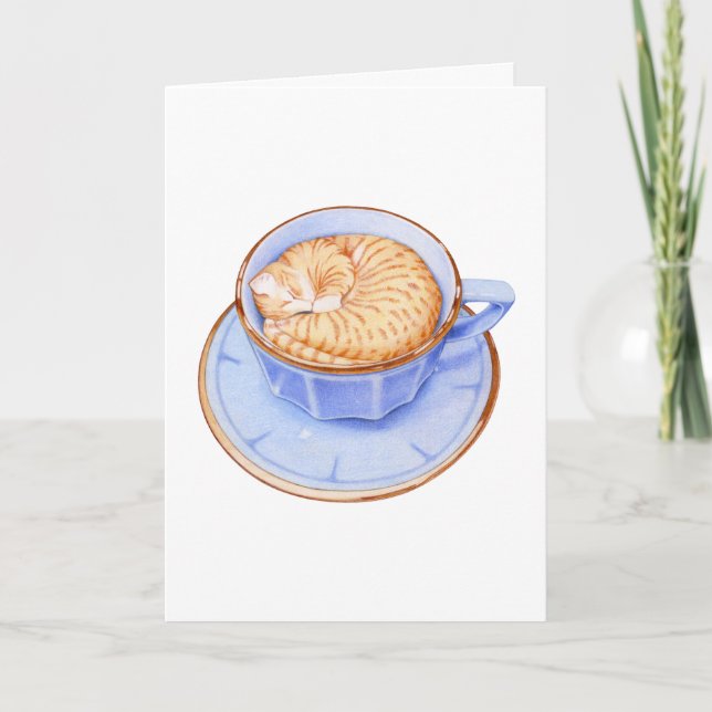Cat in Coffee Blank Card (Front)