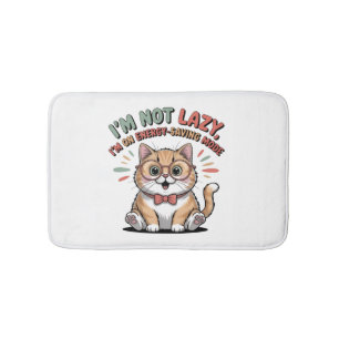 Cat in Energy Saving Mode Bath Mat