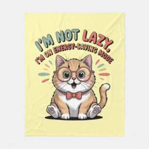 Cat in Energy Saving Mode Fleece Blanket