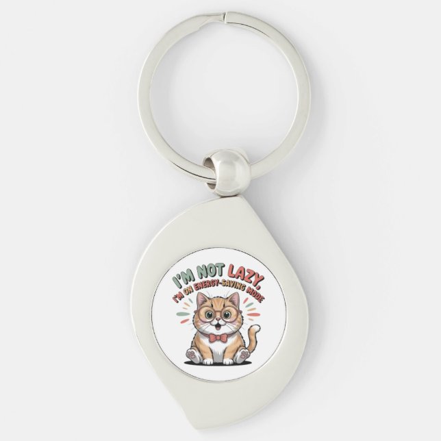 Cat in Energy Saving Mode Keychain (Front)