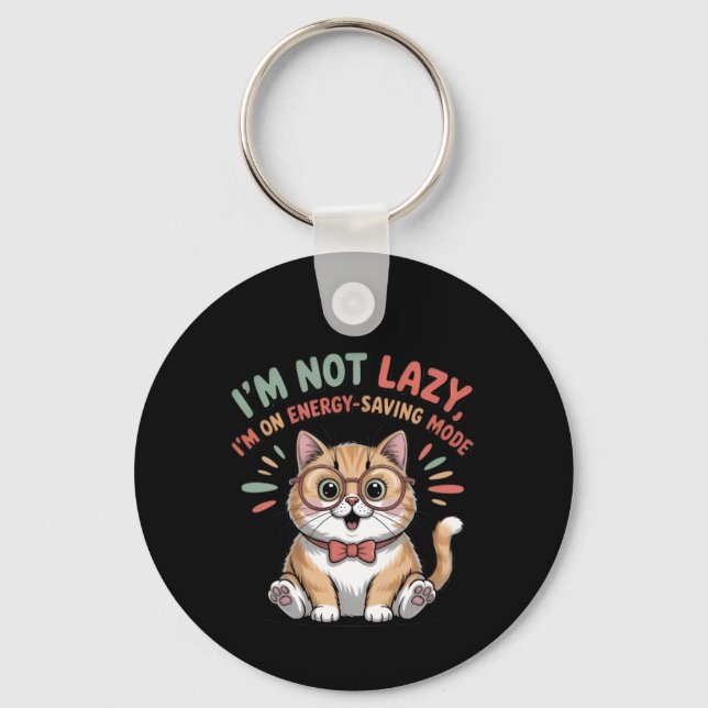 Cat in Energy Saving Mode Keychain (Back)