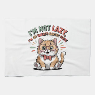 Cat in Energy Saving Mode Kitchen Towel