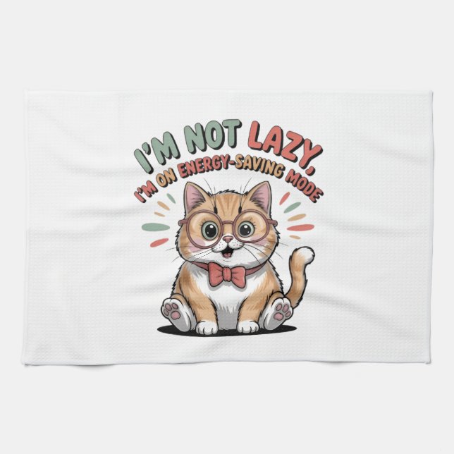 Cat in Energy Saving Mode Kitchen Towel (Horizontal)