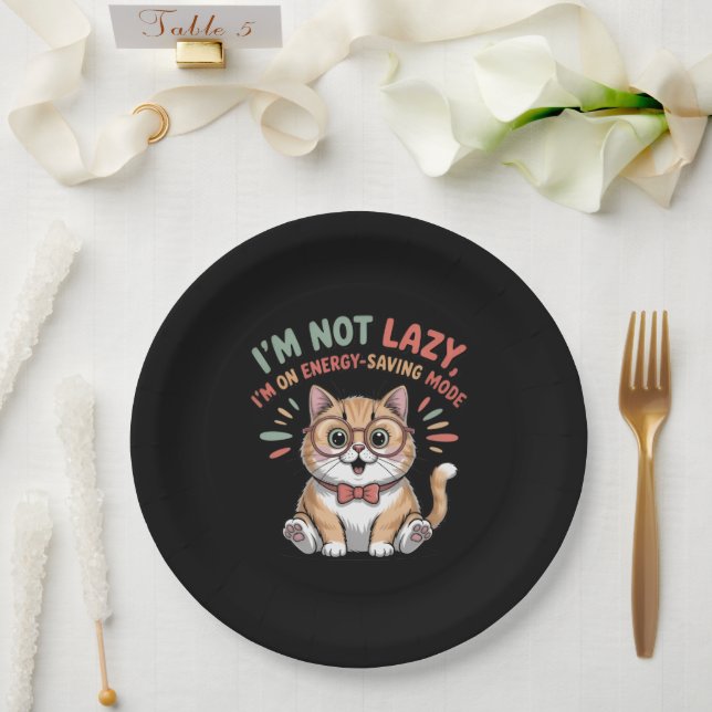 Cat in Energy Saving Mode Paper Plate (Wedding)