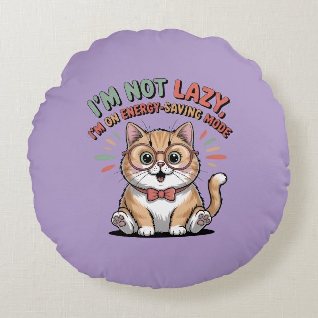 Cat in Energy Saving Mode Round Pillow (Front)
