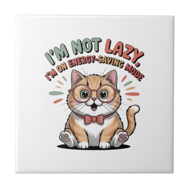 Cat in Energy Saving Mode Tile (Front)