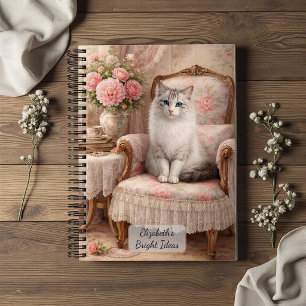 Cat in Floral Armchair Notebook
