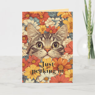 Cat in Flower Garden Design Carte de voeux