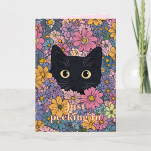 Cat in Flower Garden Design Carte de voeux
