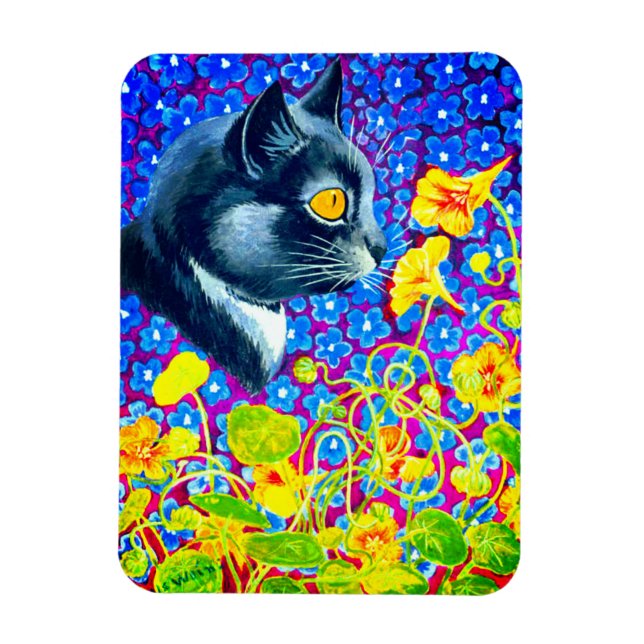 Cat in Flowers Magnet (Vertical)