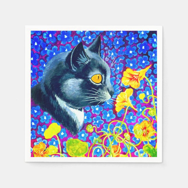 Cat in Flowers Napkin (Front)