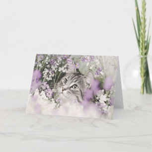 Cat in Flowers Note Card