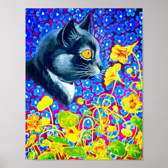 Cat in Flowers Poster (Front)