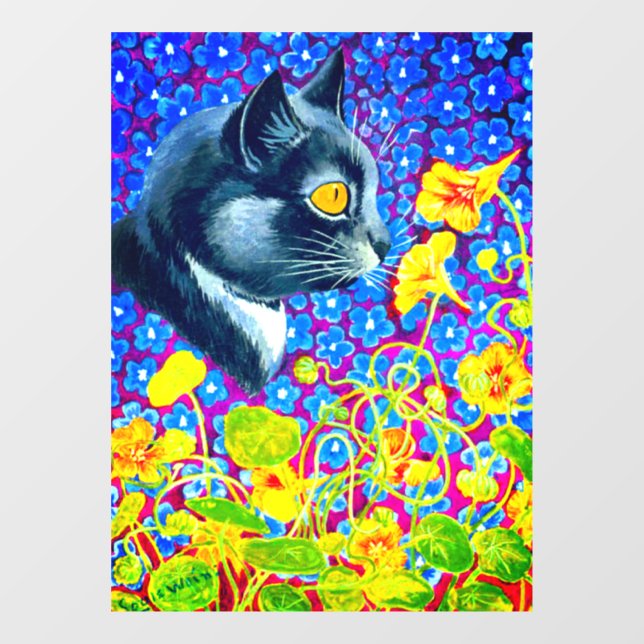 Cat in Flowers Window Cling (Sheet)