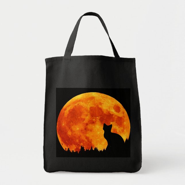 Cat in full orange Moon Tote Bag (Front)