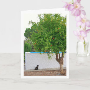 Cat in Garden Portrait Card