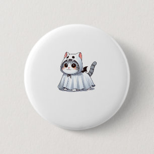 Cat in Ghost Costume for Halloween  2 Inch Round Button