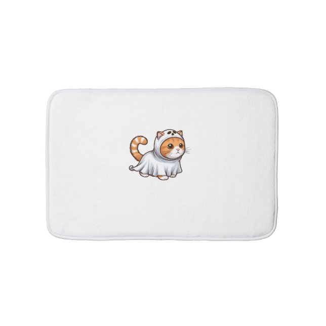 Cat in Ghost Costume for Halloween  Bath Mat (Front)