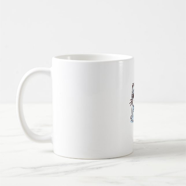 Cat in Ghost Costume for Halloween  Coffee Mug (Left)