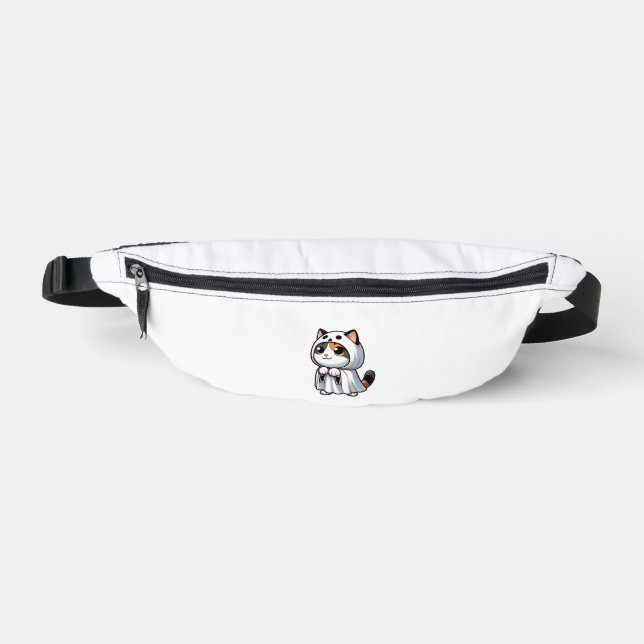 Cat in Ghost Costume for Halloween  Fanny Pack (Front)