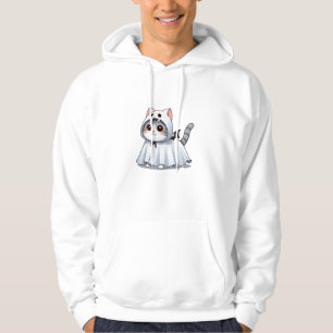 Cat in Ghost Costume for Halloween  Hoodie