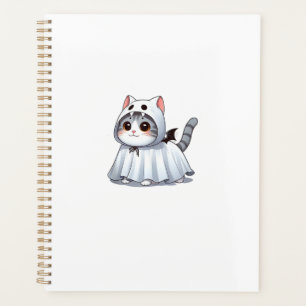 Cat in Ghost Costume for Halloween Tank Top Planner