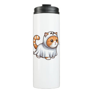 Cat in Ghost Costume for Halloween  Thermal Tumbler