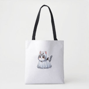 Cat in Ghost Costume for Halloween  Tote Bag