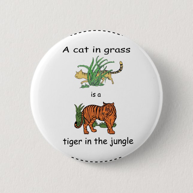 Cat in Grass is a Tiger in the Jungle 2 Inch Round Button (Front)