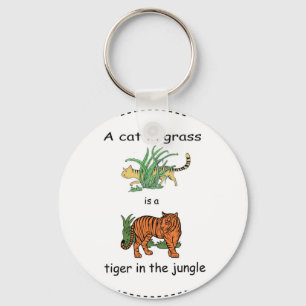 Cat in Grass is a Tiger in the Jungle Keychain