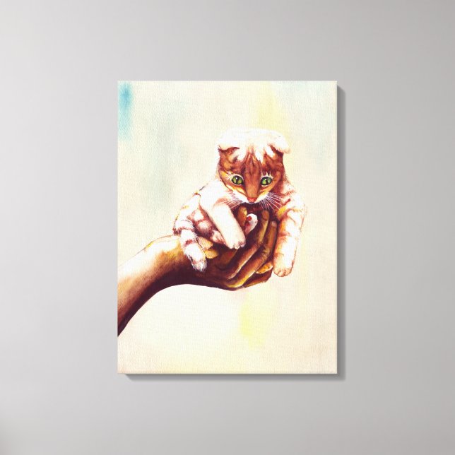 CAT IN HAND CANVAS PRINT (Front)