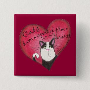 Cat in Heart 2 Inch Square Button