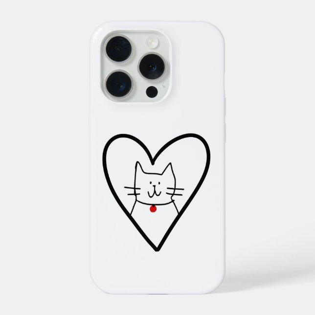 Cat in Heart Doodle  iPhone Case (Back)