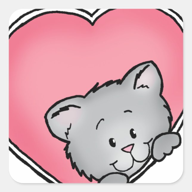 Cat in heart - Valentine's Day Gift Square Sticker (Front)