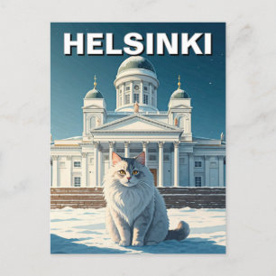 Cat in Helsinki Finland Travel Postcard