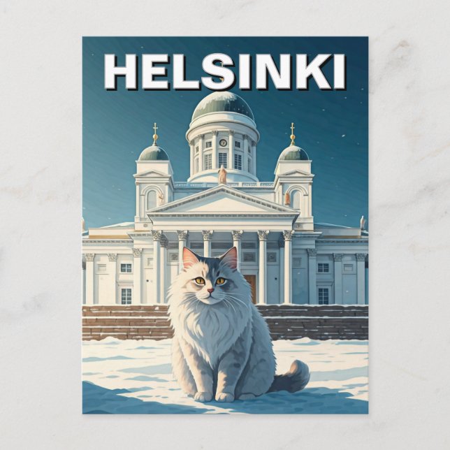 Cat in Helsinki Finland Travel Postcard (Front)